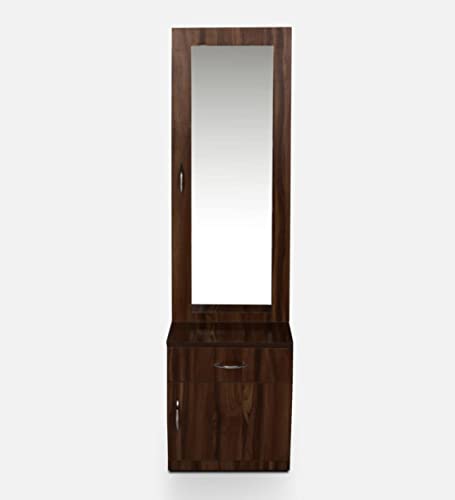 Image of MAMTA DECORATION Engineered Wood Dressing Table with 1 Drawer and 1 Door Storage Wooden Vanitie Tables for Bedroom Living Room (Dark Walnut)