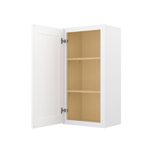 Image of Furinno Shaker Wall Kitchen Cabinet 1-Door-2 Shelves, Ready to Assemble, 12 D x 18 W x 36 H, White