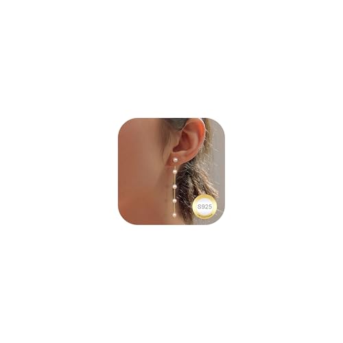 Dochais s925 longs boucles d'oreille en perles 14k plaquées or boucles d'oreille en perles pendantes en or/argent avec perle étanches hypoallergéniques...