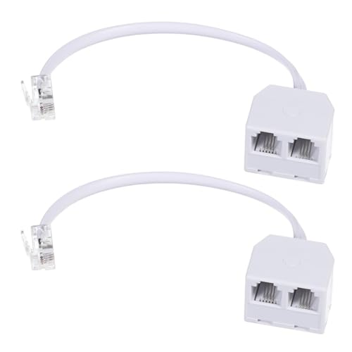 Image of MAKABEE 2 Pack Two Way Telephone Splitters RJ11 Male to Dual Female Cable 6P4C Phone Splitter for Landline Suitable for Telephone, Fax Machine, White