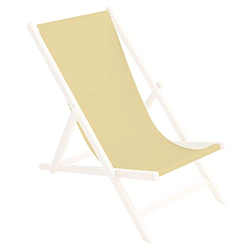 Tapicería de Recambio 131x44 cm para Tumbona de Madera, 100% poliéster, Plegable, Beige Crudo...