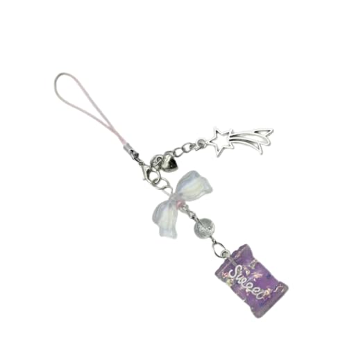 JSGHGDF Handmade Phone Charm Acrylic and Alloy Keyring Colorful Beaded Keychain for Women Girls Fashionable Key Chain Jewelry