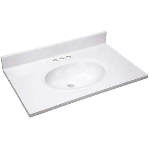 Design House 586198 Cultured Marble Vanity Top 31x19, Solid White Cover