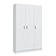 Mehrzweck-Kleiderschrank mit drei Flügeltüren und drei verstellbaren Einlegeböden, Farbe Weiß, Maße 109 x 37 x 180 cm