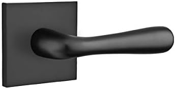 EMTEK Square Rosette Passage Set with Matching Finish Basel Lever - Choice of Left/Right Handing and 6 Finishes - 5110BALHUS19 - Left Handed LH - Flat Black US19