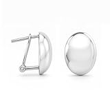 LeCalla 925 Sterling Silver Omega Back Stud Earrings for Women | Classic Oval Dome Shape Omega Clip Earrings | Women's Piercing Earrings Jewelry Gifts 15MM