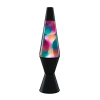 Meown Retro Motion Lamp 14.5\" – Colourful Graffiti Wax in Glass with Black Metal Base, UK Plug & Bulb Included Relaxing Mood Night-Light & Decorative Gift for Bedroom, Kids