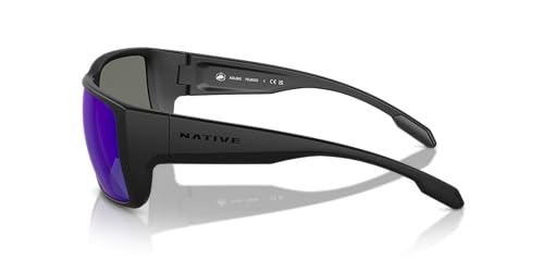 Native Man Sunglasses Matte Black Frame, Blue Reflex Polarized Lenses, 58MM2