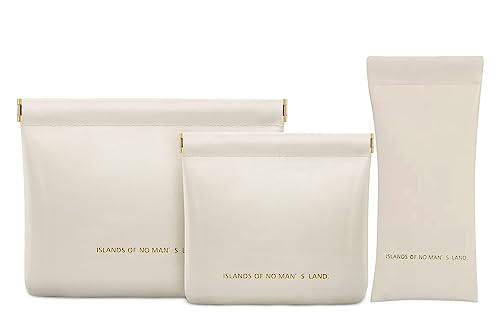 Image of House of Quirk Cosmetic Bag for Women's Makeup Bag for Purse Travel Makeup Organizer Bag Waterproof Makeup Pouch with Sunglasses Case (Pack of 3, White)27 cms
