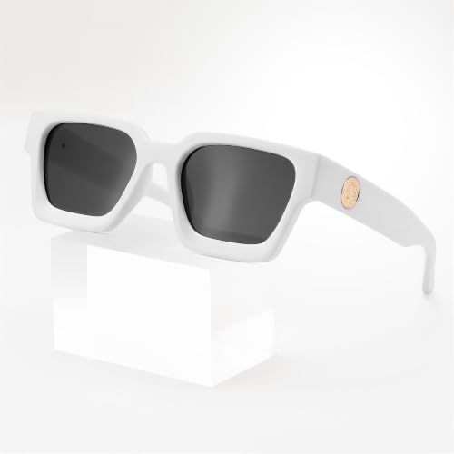 Image of FEISEDY Retro 90s Chunky Square Sunglasses for Women Men B2385