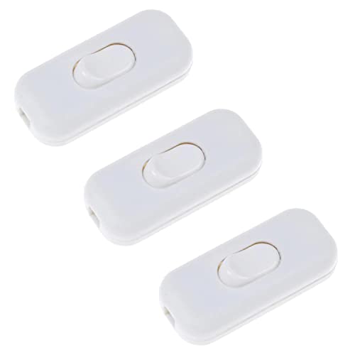 3x Zwischenschalter Schnurschalter 2-3 polig 6A 250V mit Wippe Schnurzwischenschalter für 2-3 adrige Kabel Lampen-Schalter | Weiß Cover