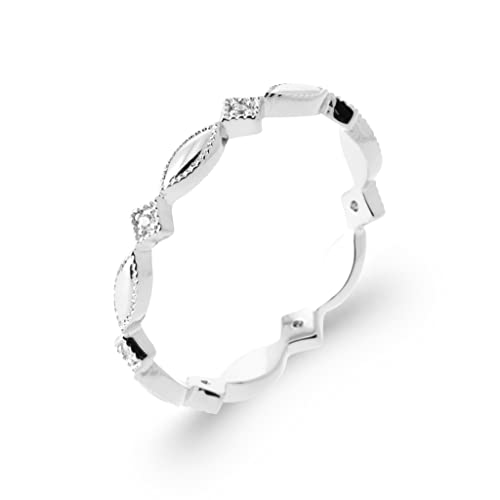 Bague en Argent 925/000 Rhodié et Oxydes de Zirconium Géométrique