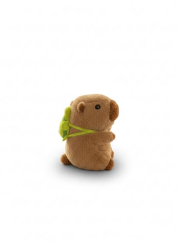 Pelúcia Capivara Fofa com Mochila de Tartaruga – Bicho de Pelúcia Decorativo, Presente Infantil Criativo, Decoração Quarto Kawaii
