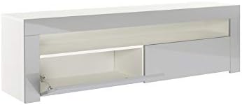 MMT BRG1550 Grey/White TV Stand Cabinet for 40 42 50 55 60 65 inch 4K TV's with LED Lights 155cm Wide