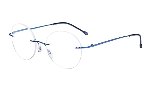 Eyekepper Frameless Reading Glasses Women - Round Rimless Readers Men Blue +1.75