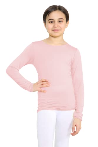 STAR FASHION T-shirt basique à manches longues et col rond pour fille, nude, 13 ans