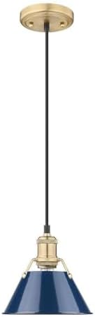 Golden Lighting Orwell 1-Light Mini Pendant in Brushed Champagne Bronze with Matte Navy