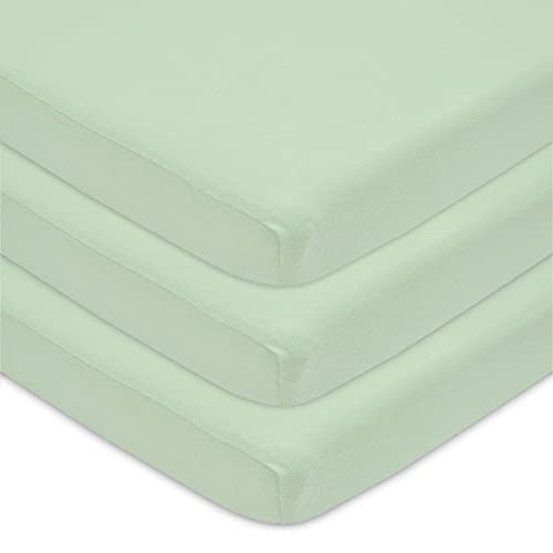 Image of American Baby Company 3 Pack 100% Natural Cotton Fitted Cradle /Bassinet Sheets 36 inch x 18 inch - Soft, Breathable & Hypoallergenic Bed Sheets, Celery, Neutral for Boys & Girls