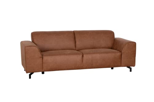 Kabs Polsterwelt Sofa Arizona IV - 240 x 82 x 95 cm (B x H x T) - Couch in braun - 3-Sitzer im modernen Lederlook mit schwarzen Metallfüßen - Einzelsofa im Industrial Style Cover