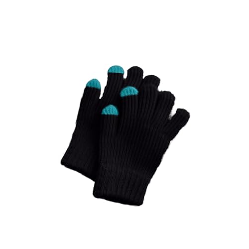 Kids Color Block Chunky Knit Gloves - Girls Boys Winter Warm Outdoor Cold Weather Gloves for 3-11 Years