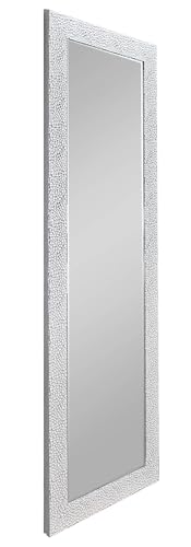 Vicky - Espejo de pared rectangular con marco (50 x 150 cm), color blanco y plateado