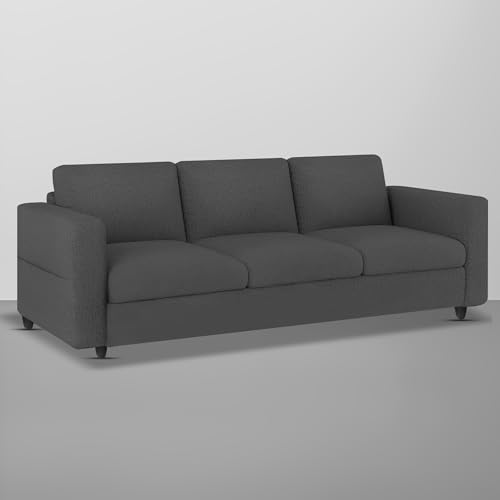 Image of Casaliving Lender 3 Seater Sofa Set with Center Table for Living Room (Black Colour) Premium Fabric Sofa