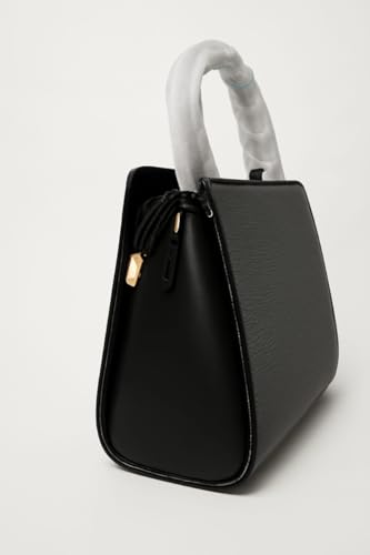 Image of Valendnee Ladies Structured Handbag, Grey, Classic Design with Gold-Tone Hardware