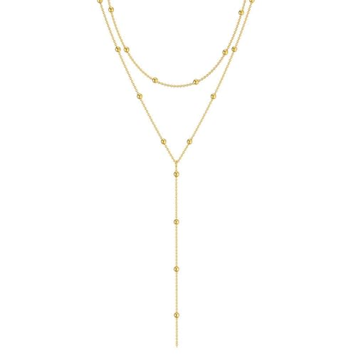 JchEnye 1 Pièce de Collier en Y Pour Femmes - Chaîne Longue en Acier Inoxydable Orné de Plusieurs Rangées - Bijoux Élégant et Minimaliste pour Femmes - Comprend Boîte à Bijoux