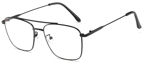 Roshfort Eyewear Zero Power Blue Cut & Antiglare Computer Square Eyeglasses | Men & Women | Medium - Pack Of 1 (B-4)