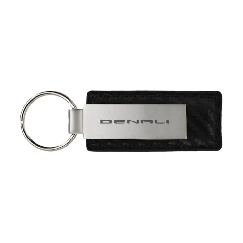 SR1 Performance Leather/Metal Split Ring Keychain - Officially Licensed GM Key Chains for Cars/Trucks (Denali Carbon Fiber)