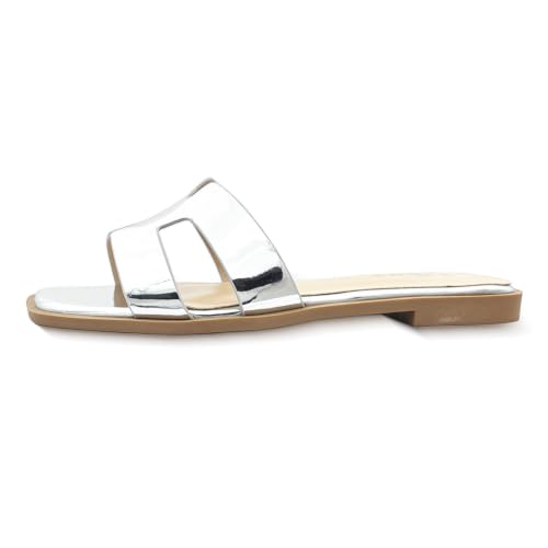 Image of Sandals for Women Dressy Comfortable Flat Open Toe Casual Cute Trendy Shoes Soft Leather Slip On Ladies Slides for Summer 2026