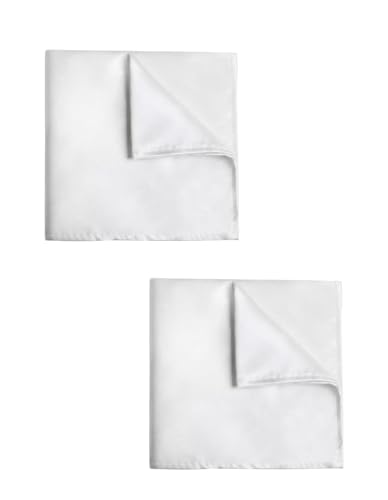 Pluzmecalm 2pcs White Men's Handkerchiefs Selected Soft White Hankie Suit Machine Wash Solid Pocket Squares Towel for Workout Father's Day Christmas Party Gifts