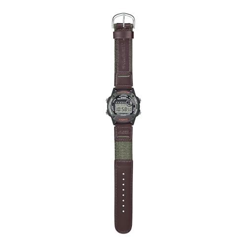 Casio Illuminator W-220HF Series | Digital Watch | Fabric & Leather Strap | Full Auto LED Backlight | Dual Time | Stopwatch | 50M Water Resistant | Green/Brown - image 2