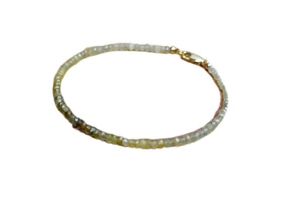 Bracelet aigue-marine mousse verte 3,5mm LKBEADS et argent LCBR-3337
