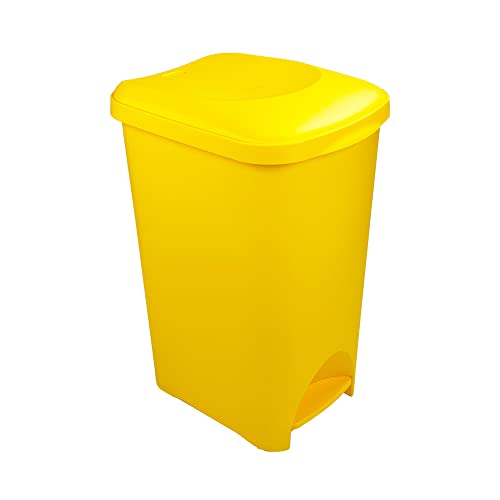 Addis 40 Litre Yellow Medical Clinical Recycling Commercial Office Utility Waste Trash Foot Pedal Plastic Bin Yellow