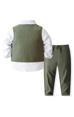 Baby Boys' 4 Piece Gentleman Set with White Shirt,Bowtie,Vest and Pant2