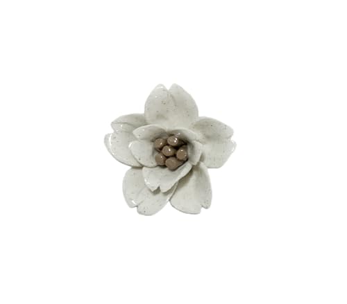 Image of Ceramic Flower Wall Art Decor, Artificial Flower Wall Sculpture,Handmade Ceramic Flowers for Home,Hallway,Living Room, Kitchen,Bathroom (Spotted Color,Snow Lotus, 2.76 inch)