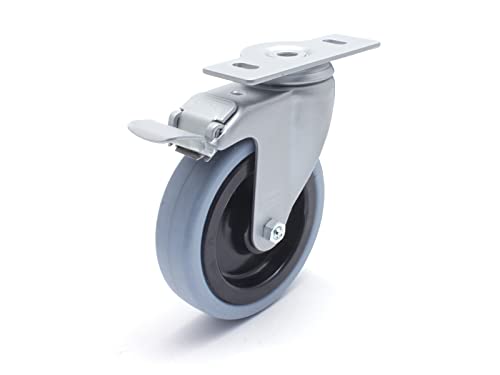 Roulette pivotante 100 mm 40/45 TPE avec plaque de fixation et frein