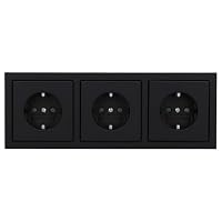 Busch-Jaeger future® linear Komplett-Set: 3x 20 EUCKS-885 SCHUKO® Steckdosen-Einsatz mit erh. Berührungsschutz + 1723-885K Abdeckrahmen 3-fach, Future Linear schwarz matt – Ansicht 2