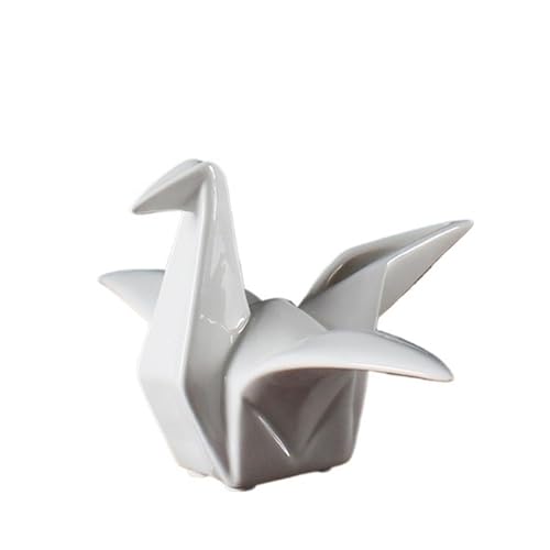 TSKIQQLQ Statuetta da collezione Statua di statuetta gru in ceramica origami a forma realizzata a mano for la decorazione domestica Decorazione per appartamenti(M)