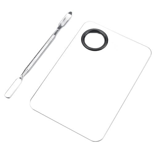 Makeup Mixing Palette Stainless Steel Makeup Palette Professional Cosmetic Mixing Makeup Palette Spatula Makeup Artist Tool (Small)
