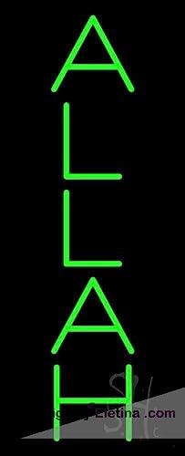 Neon Light Signs Vertical Allah Led Sign Black Square Cut Acrylic Backing, With Dimmer - Premium Built Indoor Sign For Home Dcor,Handmade Real Neon Bar Game Room Decor PVC 14"x17"