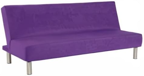 Aisaving Plain Armless Sofa Bed Cover Polyester Spandex Stretch Futon Protective Case Protector 3-Seater Elastic Fully Foldable Couch Sofa Shield for Folding Couch without Armrests (Purple)