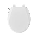 Clirass Bidet Toilet Seat, Soft Close Round Toilet Seat, Button control Feminine/Posterior Wash Switch, Knob Control Water Pressure,White Bidet Seat Attachment with Brass inlet