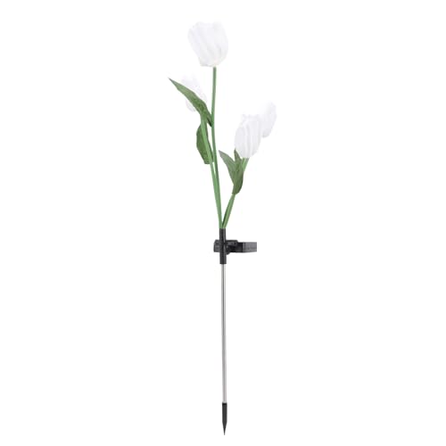 IDEANATEGRATE Lampes Solaires Extérieures Jardin à Piquer de Tulipe Blanche, LED à Énergie Solaire Allumage Automatique, Décoration pour Allées et...