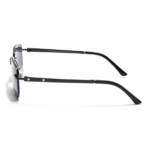 Image of Voyage Rimless Polarized Sunglasses for Men & Women (Black Lens | Black Frame - MG7601)