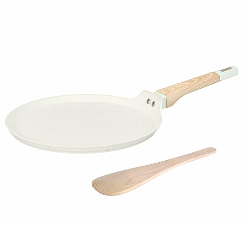 Image of Kreme Ceracook Ceramic Coated Granite Flat Tawa 28cm, ISI Certified Dosa Tawa, Forged Aluminium Body, Gas & Induction Compatible, Non Toxic Tawa PFAS & PTFE Free, 1 Year Warranty, Ivory