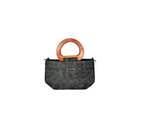 Image of Faux Leather Bag with Stylish wooden Handles - satchel bag /sling bag /Fashionable Designer Purse for Work, Shopping, and Casual Outings for girls and women