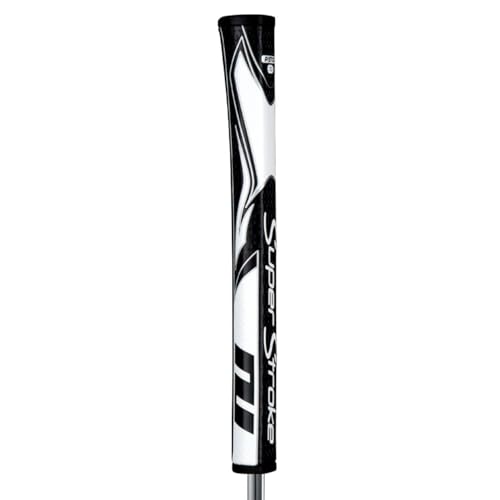 SuperStroke Zenergy Pistol 1.0 Golf Putter Grip with No Taper Enhanced SPYNE Technology New Multi-Zone Texturing and Tech-Port Black/White