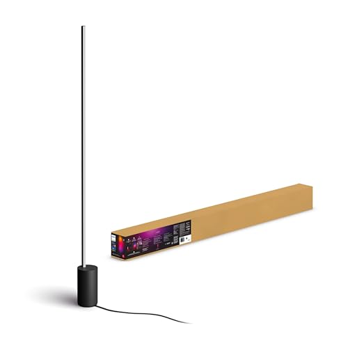 Philips Hue White and Color Ambiance, Lampadaire Gradient Signe Noir, Lampe sur pied avec Bluetooth, Luminaire compatible avec Alexa, Google Assistant et Apple Homekit